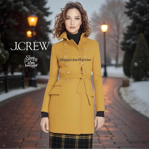 J.Crew goldenrod double breasted double cloth wool belted coat *shop@iamwarrior - Picture 3 of 15